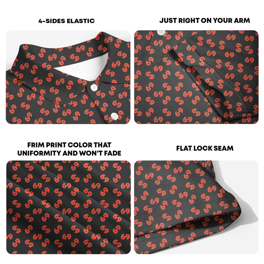 69 Number Black-Polo Shirt For Men-Gerbera Prints