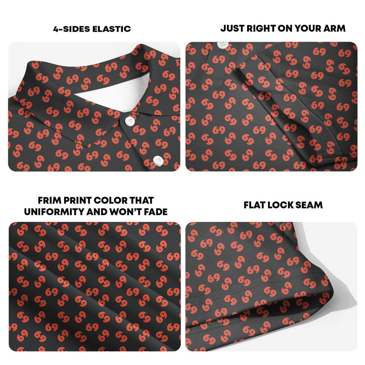 69 Number Black-Polo Shirt For Men-Gerbera Prints