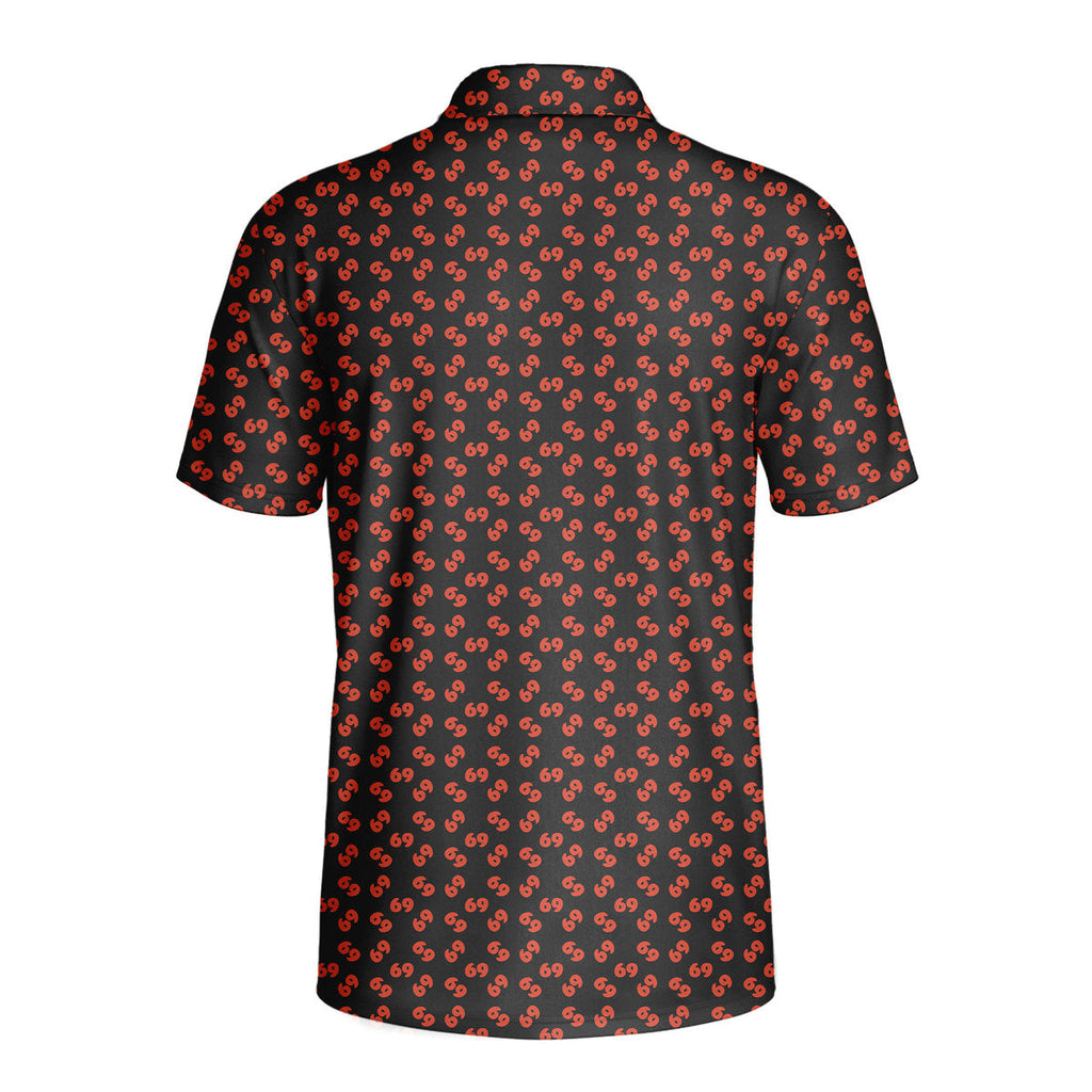 69 Number Black-Polo Shirt For Men-Gerbera Prints