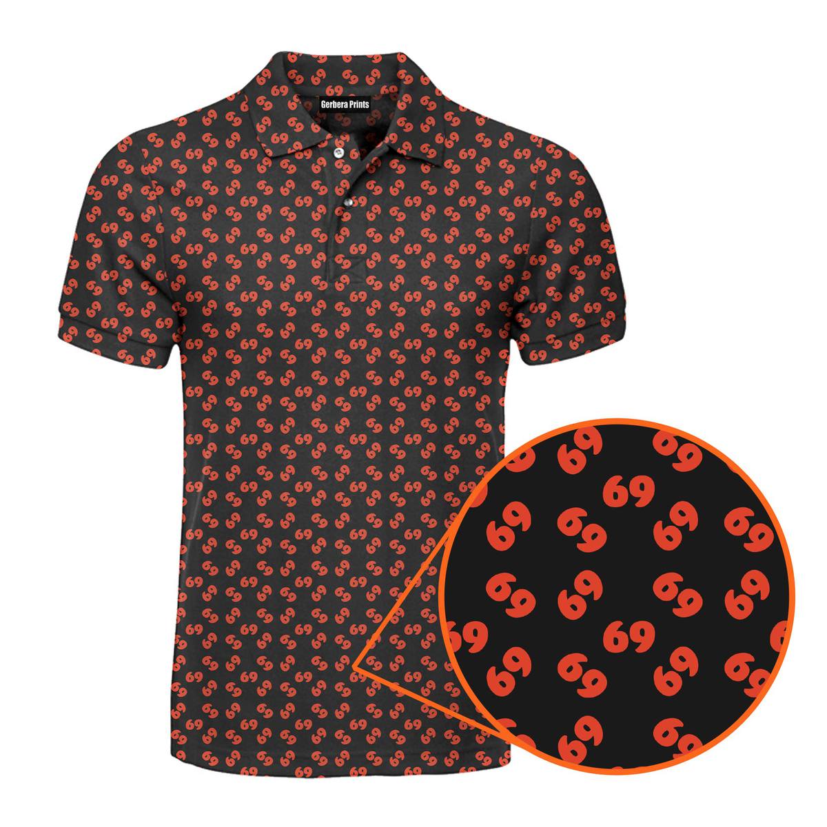 69 Number Black - Funny Golf Polo Shirt-Polo Shirt For Men-Gerbera Prints