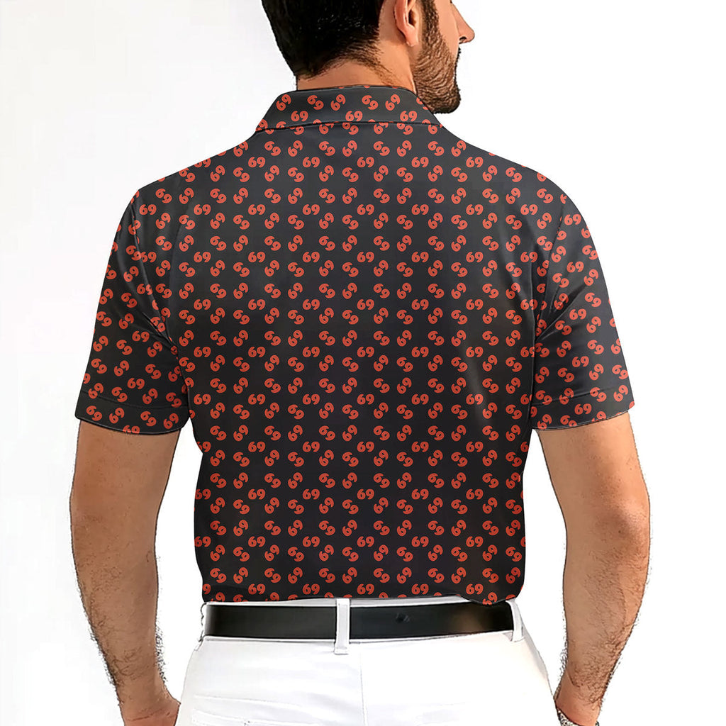 69 Number Black-Polo Shirt For Men-Gerbera Prints