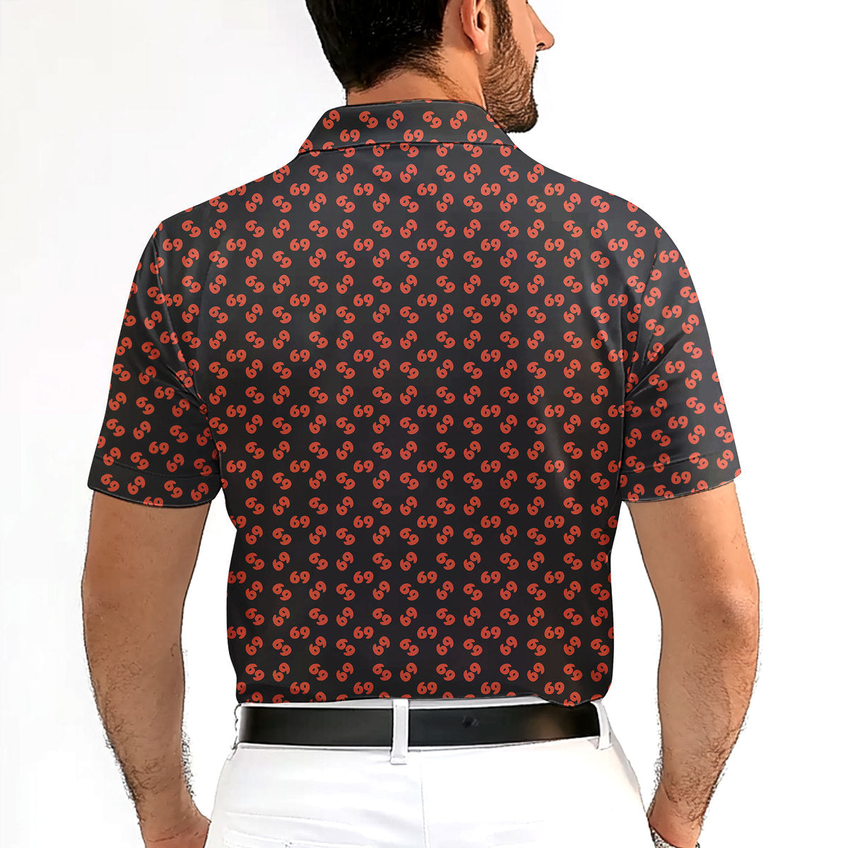 69 Number Black-Polo Shirt For Men-Gerbera Prints