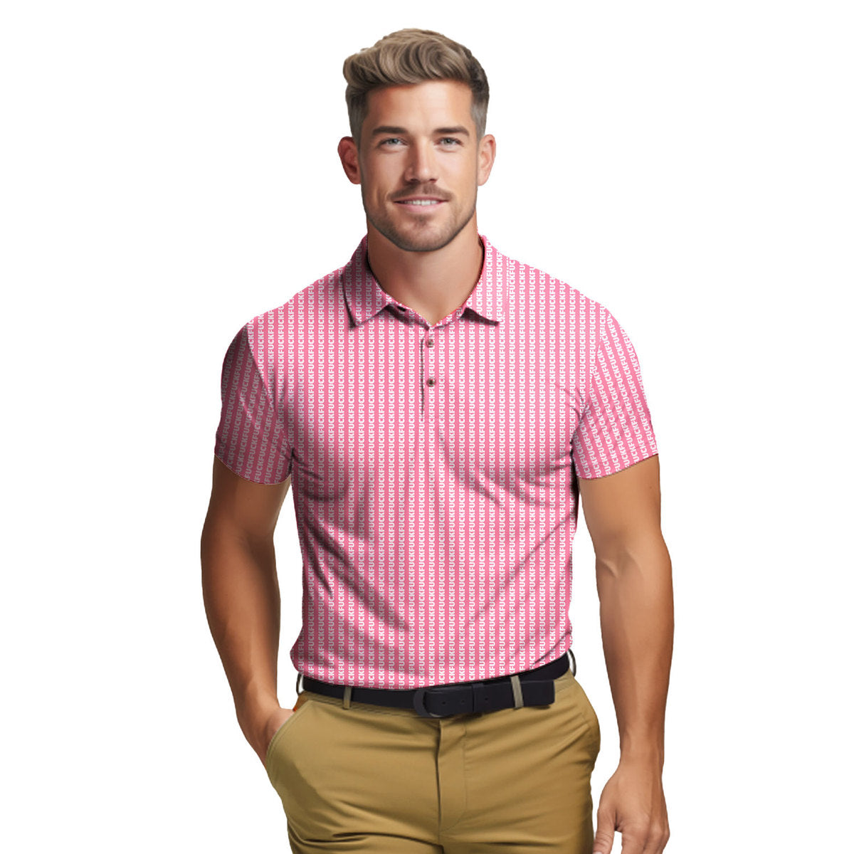 No F*cks Given Striped - Funny Golf Polo