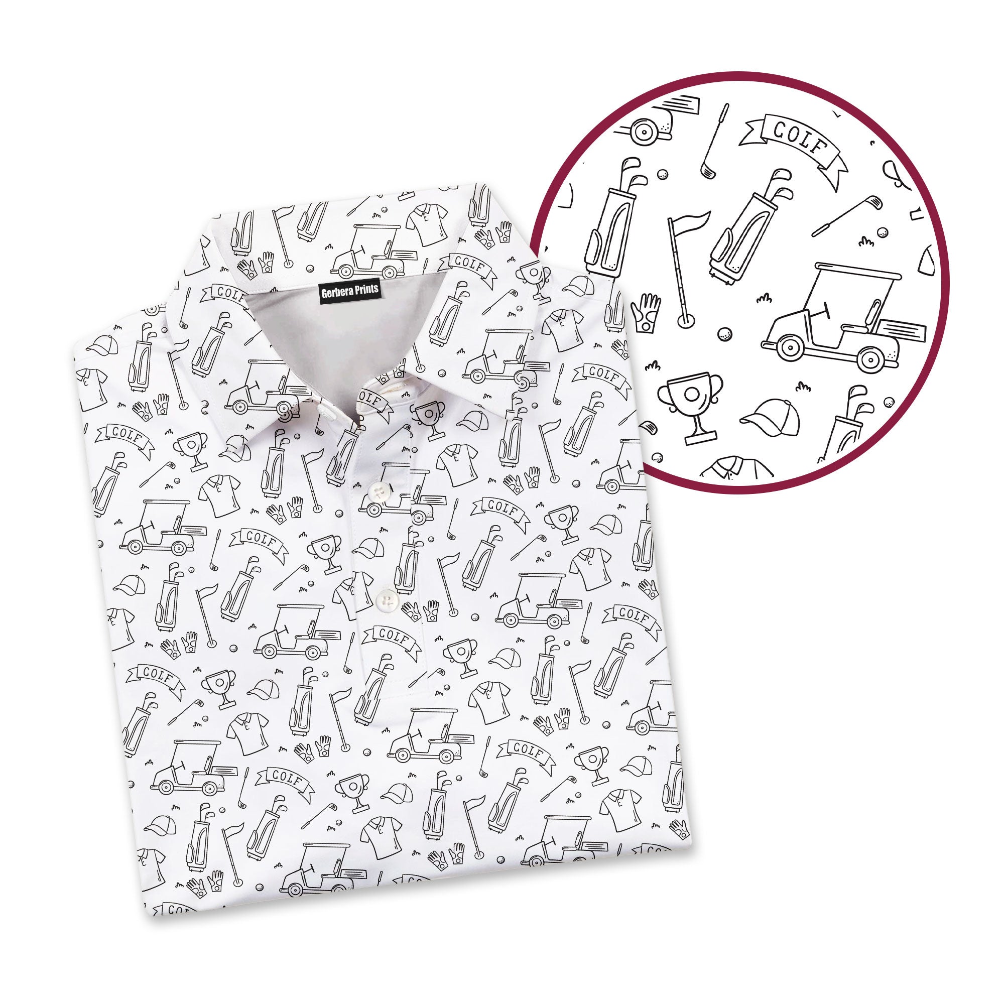 Doodle Golf - Golf Polo Shirt-Polo Shirt For Men-Gerbera Prints