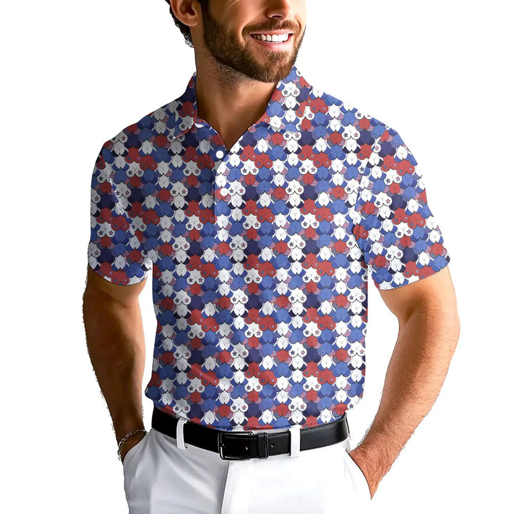 My Eyes Are Up Here Funny American - Funny Golf Polo Shirt Premium 