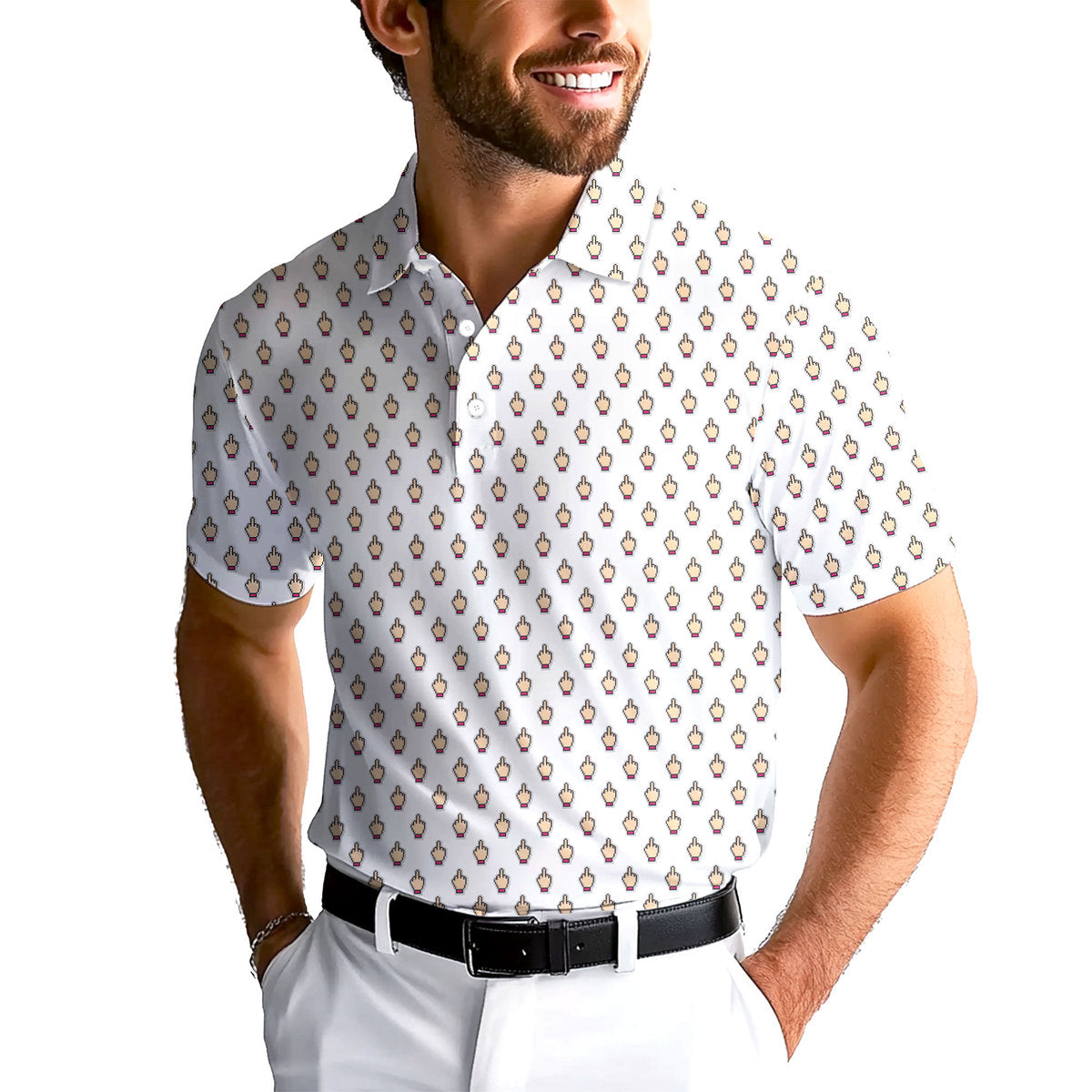 Friendly Hello-Polo Shirt For Men-Gerbera Prints