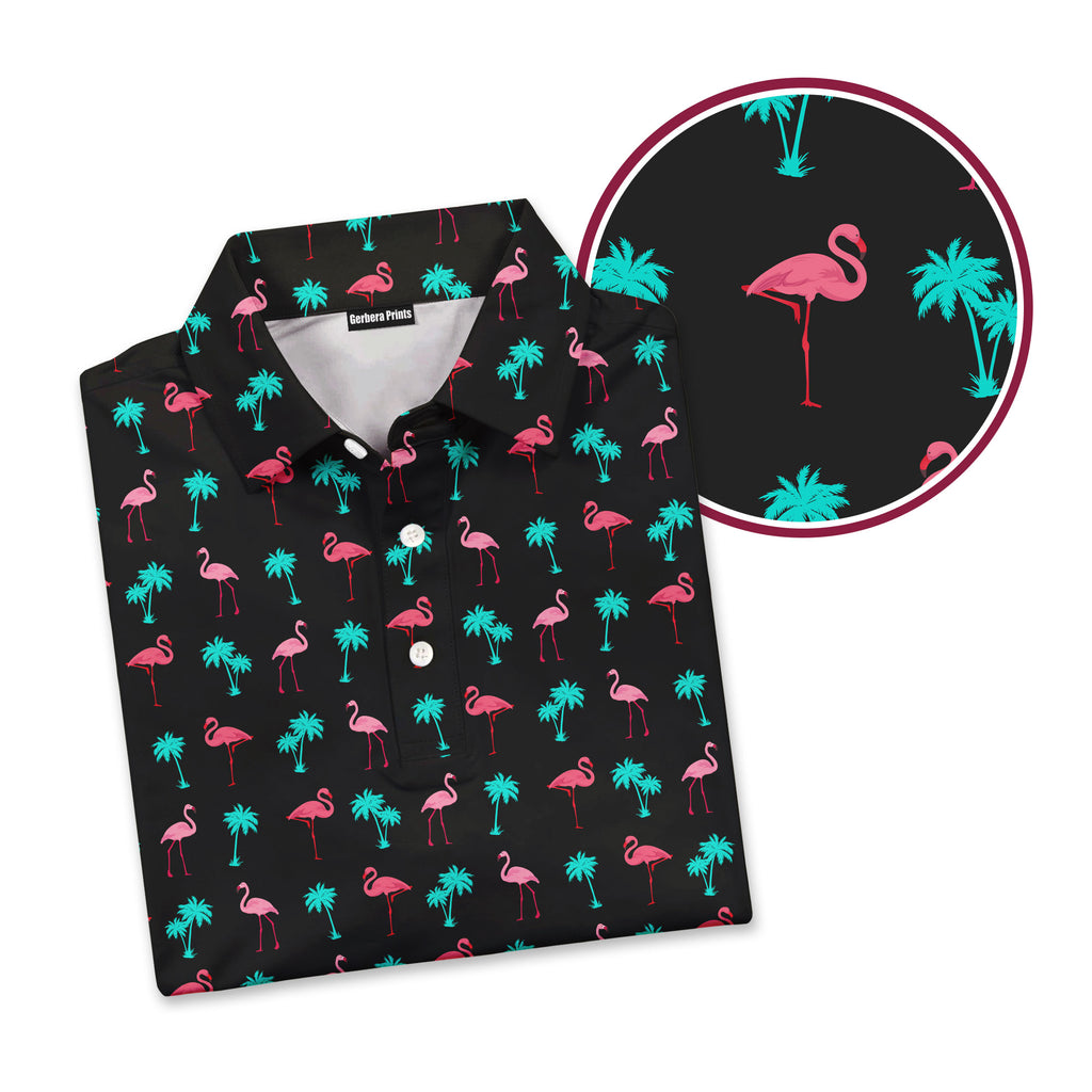 Flamingo - Golf Polo Shirt-Polo Shirt For Men-Gerbera Prints