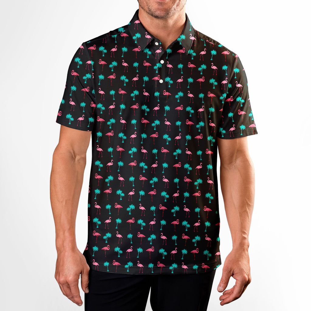 Flamingo - Golf Polo Shirt-Polo Shirt For Men-Gerbera Prints