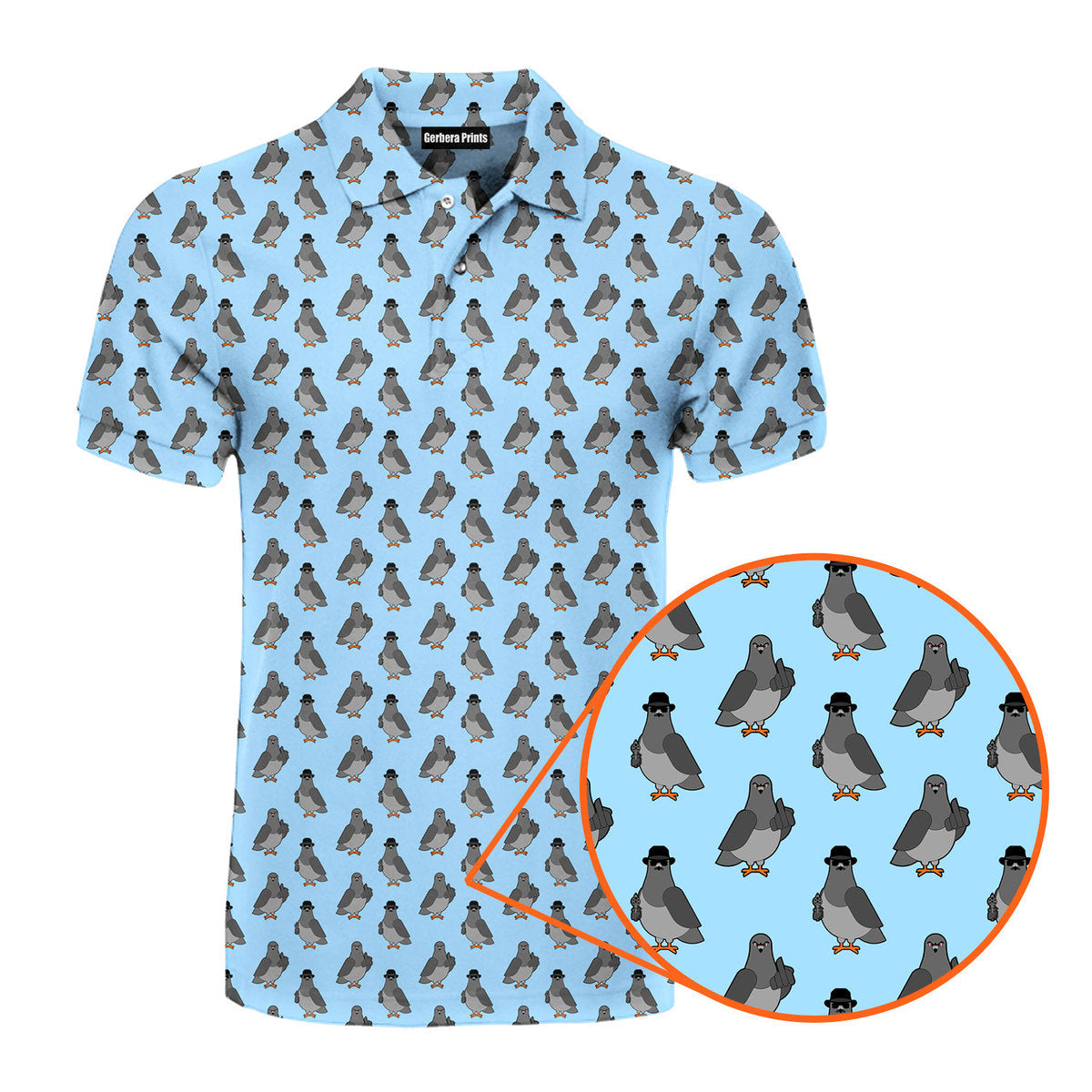 Funny Pigeon - Funny Golf Polo Shirt-Polo Shirt For Men-Gerbera Prints