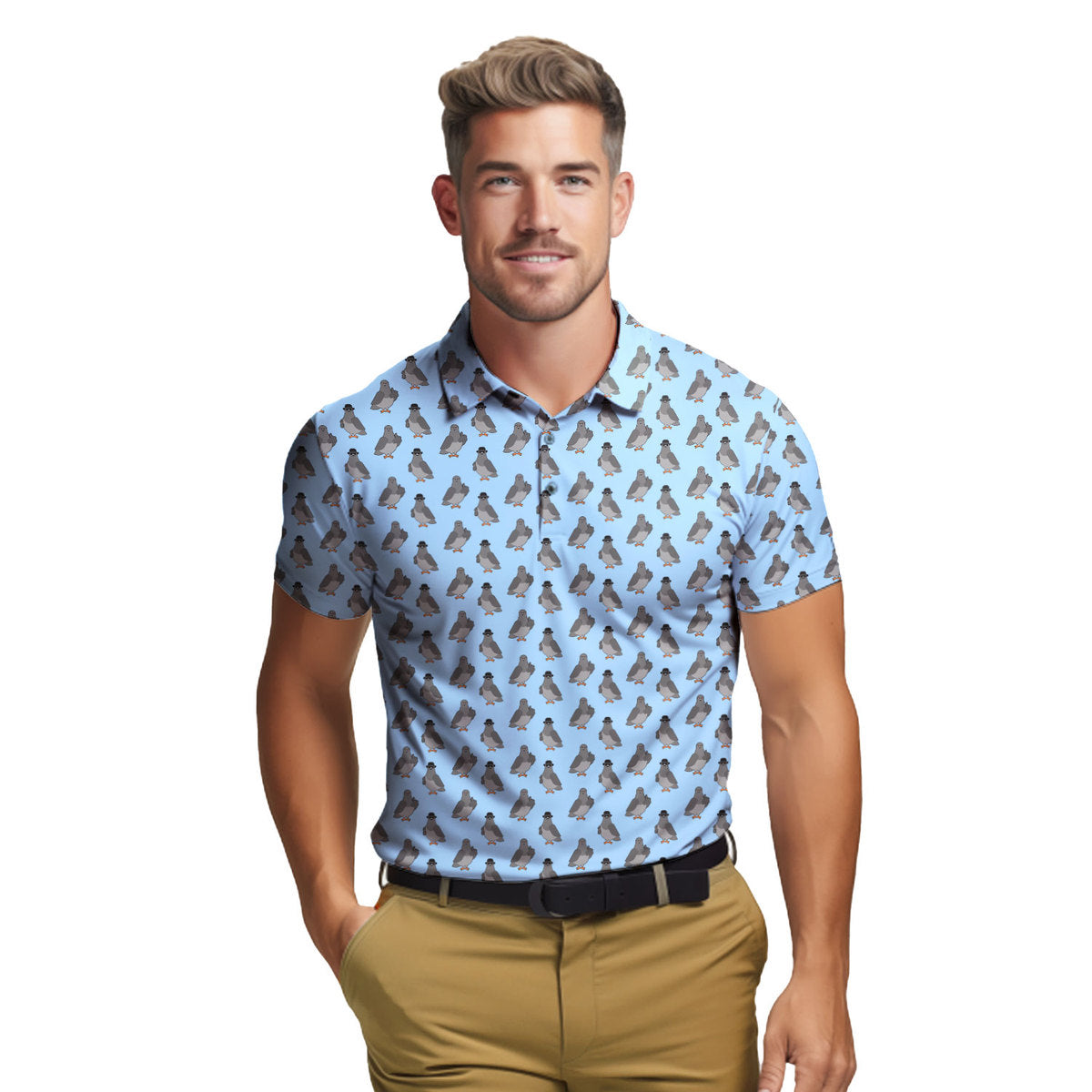 Funny Pigeon - Funny Golf Polo Shirt-Polo Shirt For Men-Gerbera Prints
