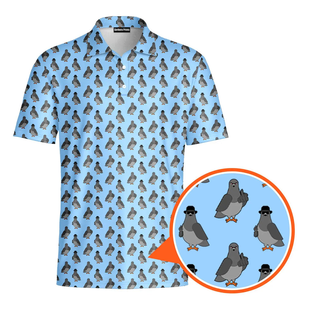 Funny Pigeon-Polo Shirt For Men-Gerbera Prints