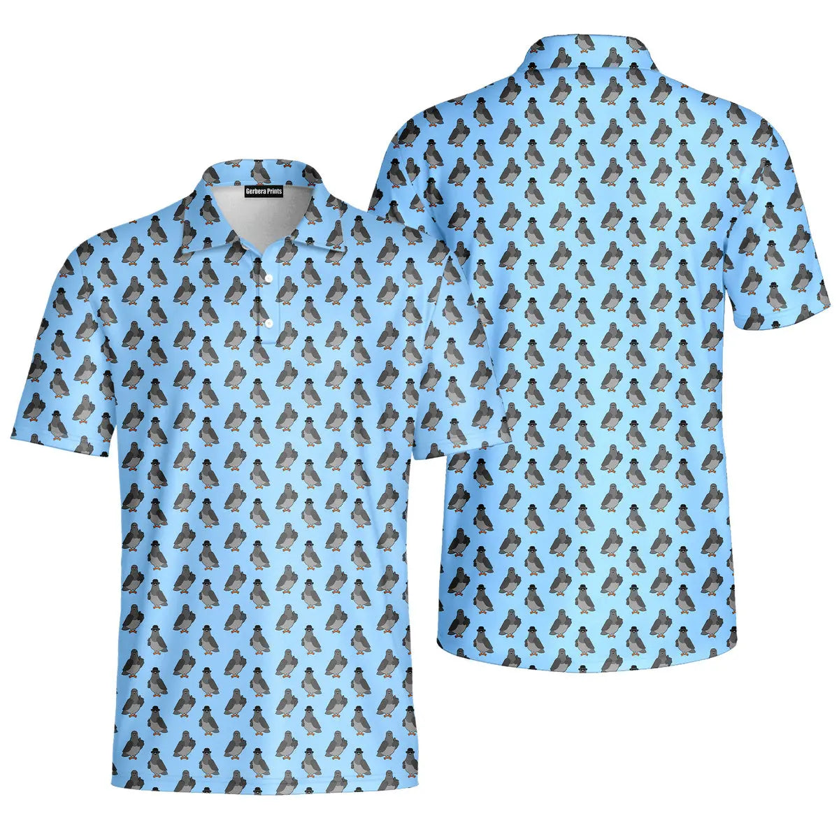Funny Pigeon-Polo Shirt For Men-Gerbera Prints