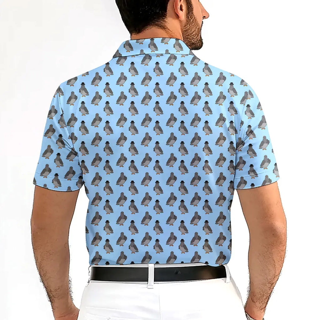 Funny Pigeon-Polo Shirt For Men-Gerbera Prints
