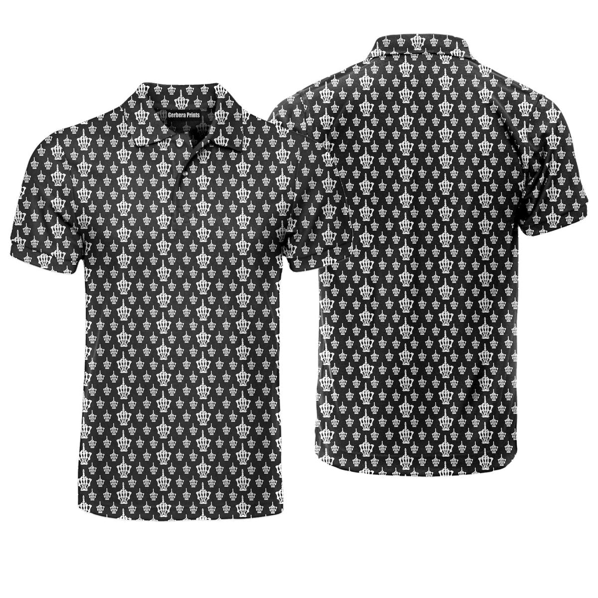 Funny Birdie Fingers Skeleton - Funny Golf Polo Shirt-Polo Shirt For Men-Gerbera Prints