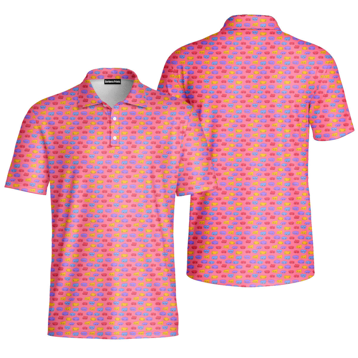 Snuggle Pups-Polo Shirt For Men-Gerbera Prints