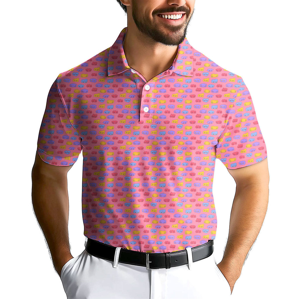 Snuggle Pups-Polo Shirt For Men-Gerbera Prints