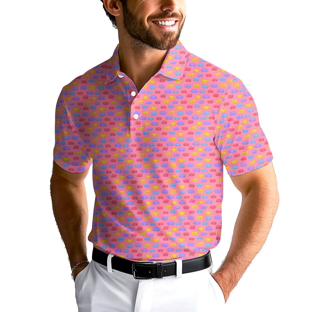 Snuggle Pups-Polo Shirt For Men-Gerbera Prints