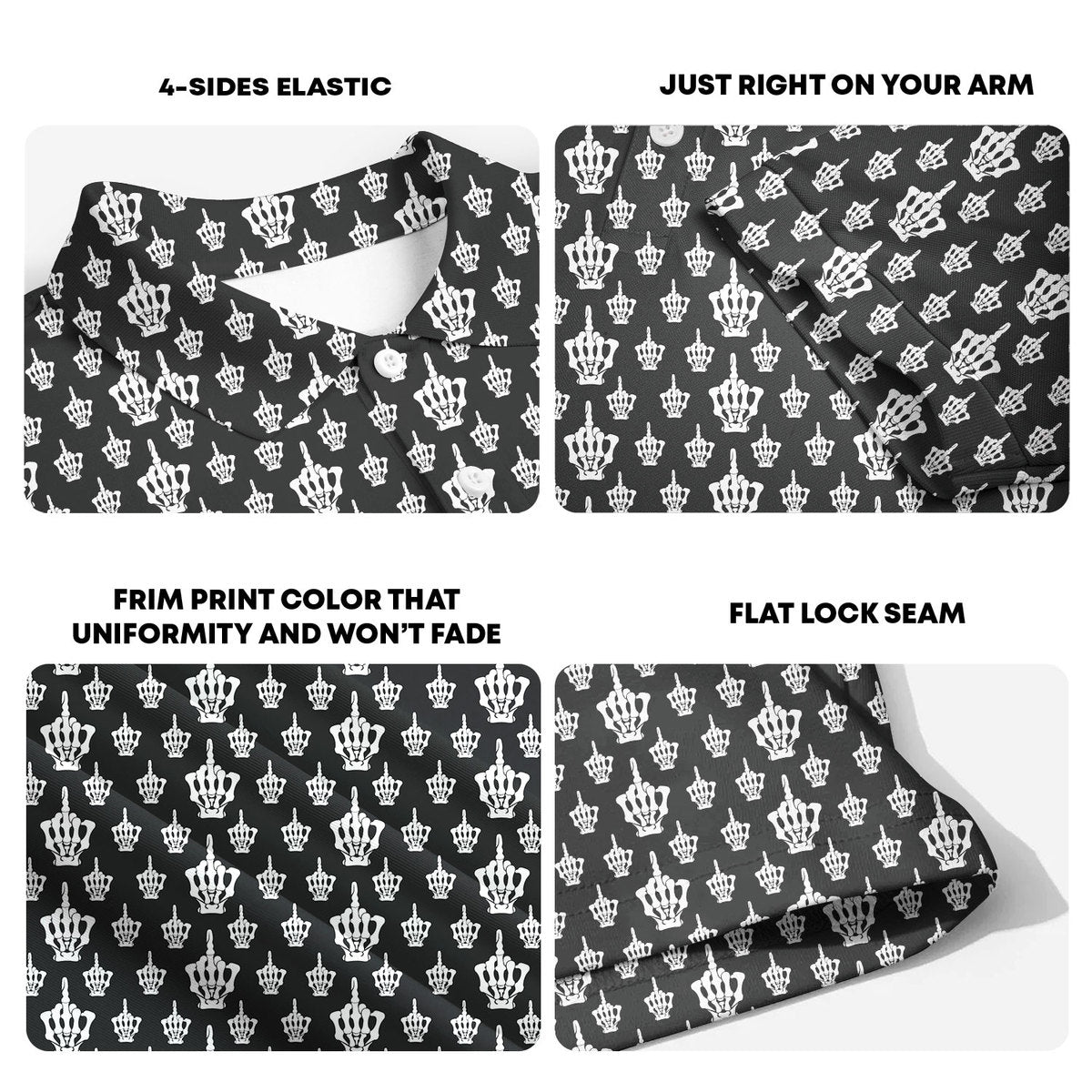 Funny Birdie Fingers Skeleton-Polo Shirt For Men-Gerbera Prints