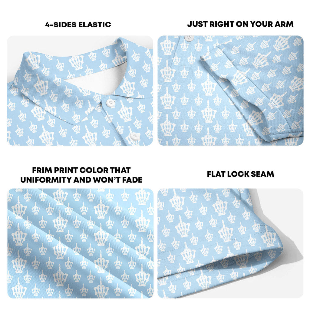 Funny Birdie Fingers Skeleton-Polo Shirt For Men-Gerbera Prints
