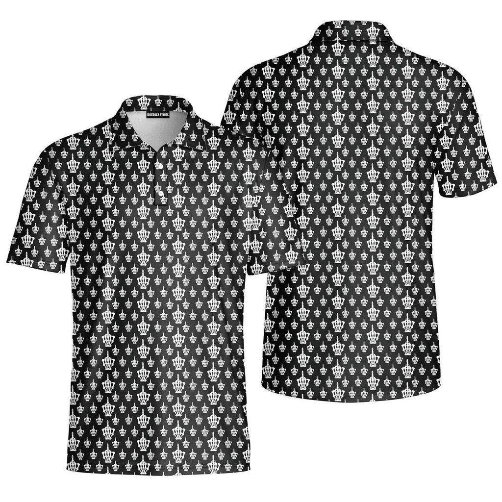 Funny Birdie Fingers Skeleton-Polo Shirt For Men-Gerbera Prints
