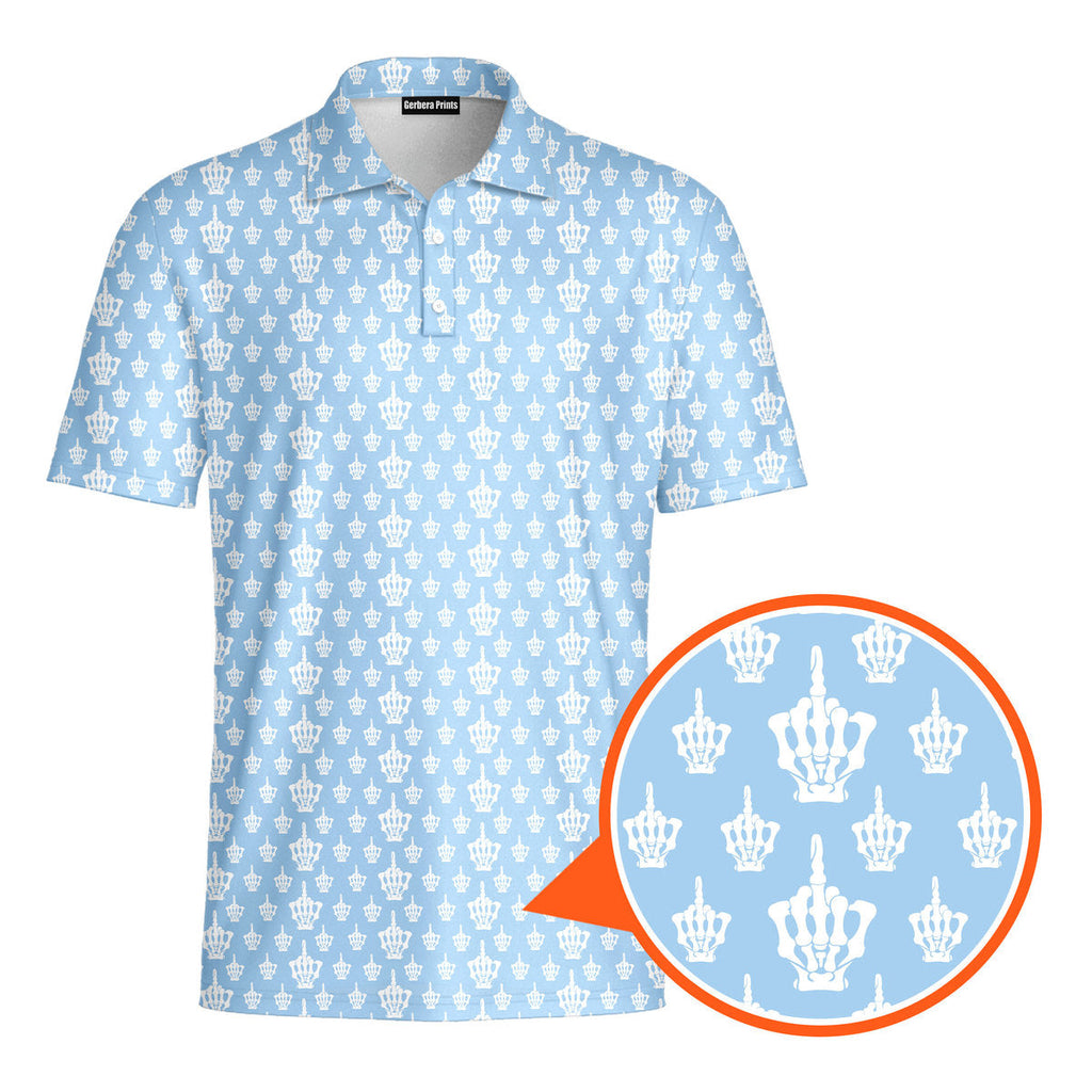 Funny Birdie Fingers Skeleton-Polo Shirt For Men-Gerbera Prints