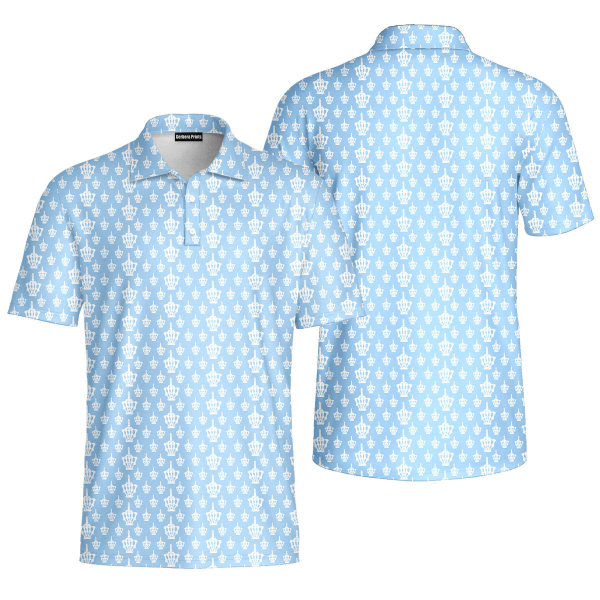 Funny Birdie Fingers Skeleton-Polo Shirt For Men-Gerbera Prints