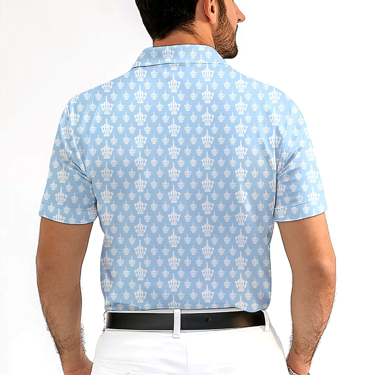 Funny Birdie Fingers Skeleton-Polo Shirt For Men-Gerbera Prints