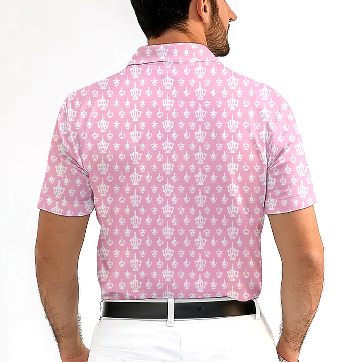 Funny Birdie Fingers Skeleton-Polo Shirt For Men-Gerbera Prints