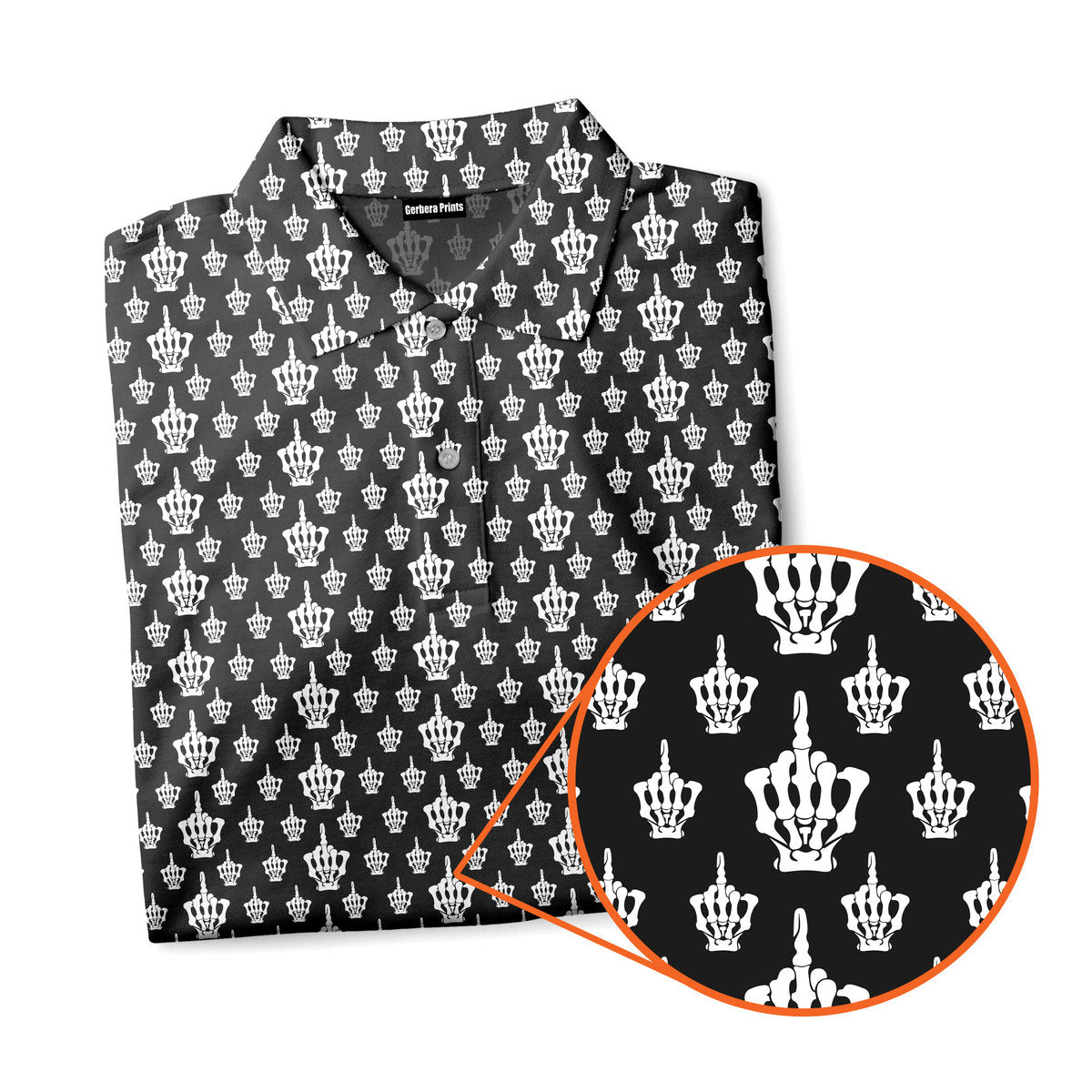 Funny Birdie Fingers Skeleton - Funny Golf Polo Shirt