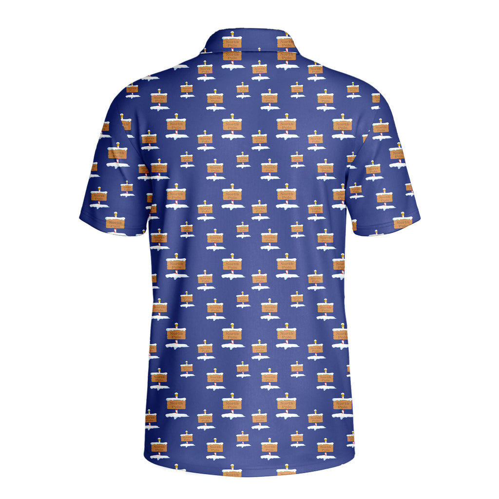 Blue North Pole Christmas - Golf Polo Shirt-Polo Shirt For Men-Gerbera Prints