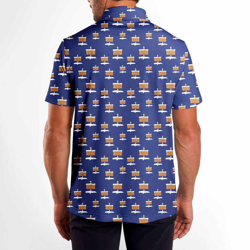 Blue North Pole Christmas - Golf Polo Shirt-Polo Shirt For Men-Gerbera Prints