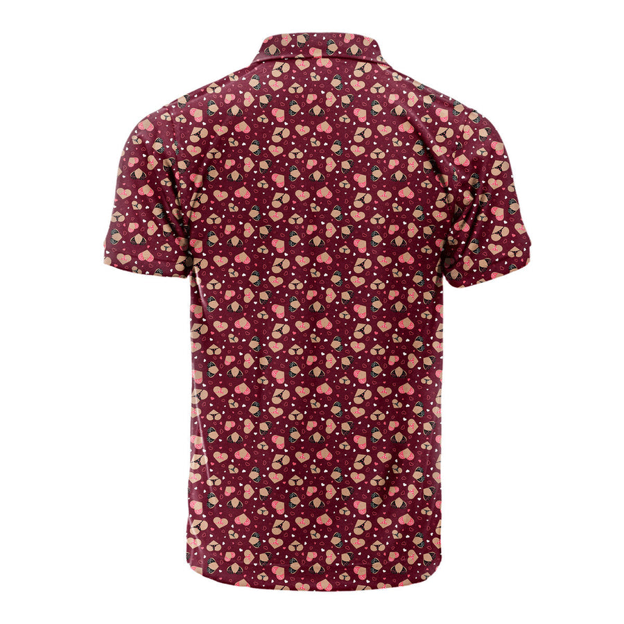 Back preview of Hearts Like Breast - Funny Golf Polo Shirt with your team and number