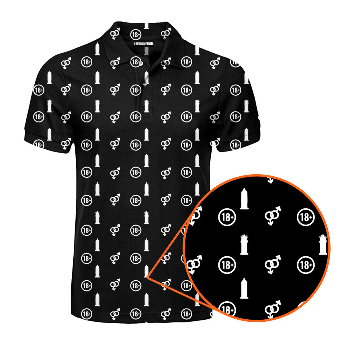 White Circle - Funny Golf Polo Shirt-Polo Shirt For Men-Gerbera Prints