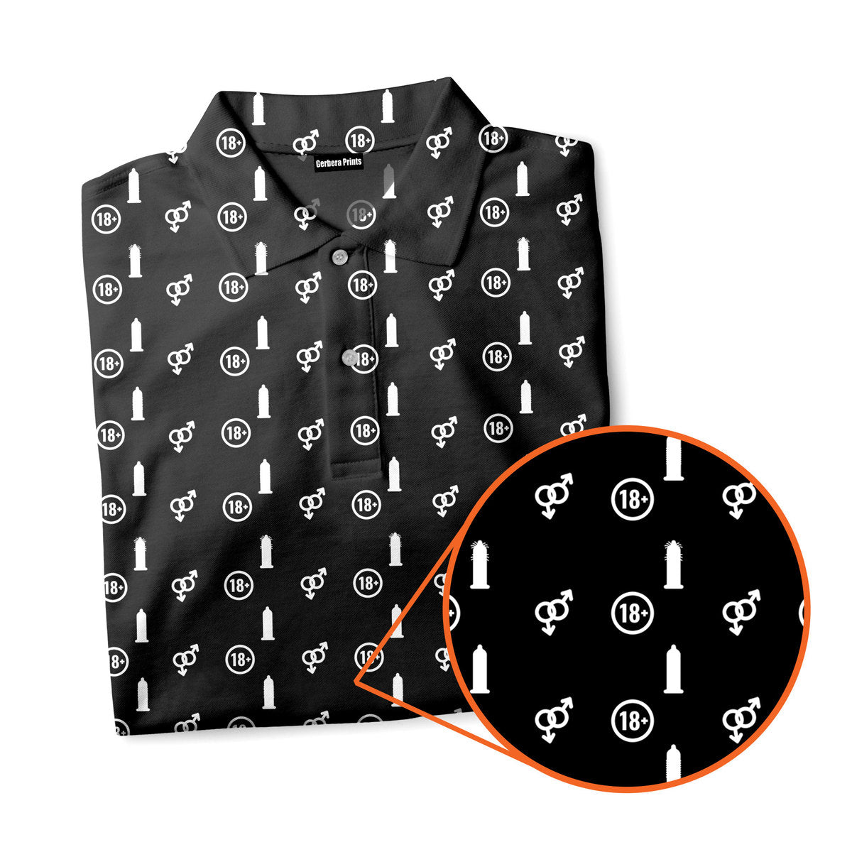 White Circle - Funny Golf Polo Shirt-Polo Shirt For Men-Gerbera Prints
