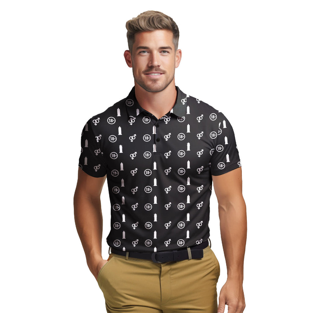 White Circle - Funny Golf Polo Shirt-Polo Shirt For Men-Gerbera Prints
