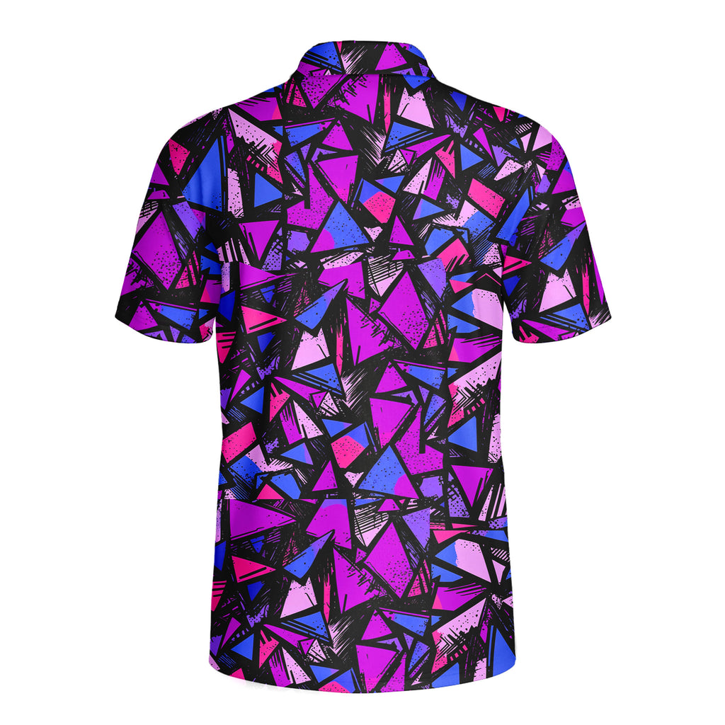 Abstract Pattern Geometric Shapes - Golf Polo Shirt-Polo Shirt For Men-Gerbera Prints