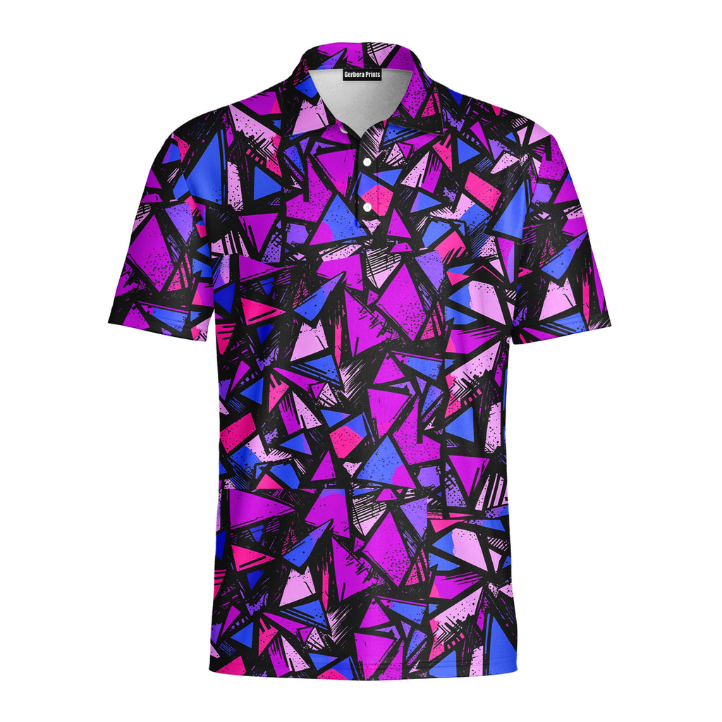 Abstract Pattern Geometric Shapes - Golf Polo Shirt-Polo Shirt For Men-Gerbera Prints