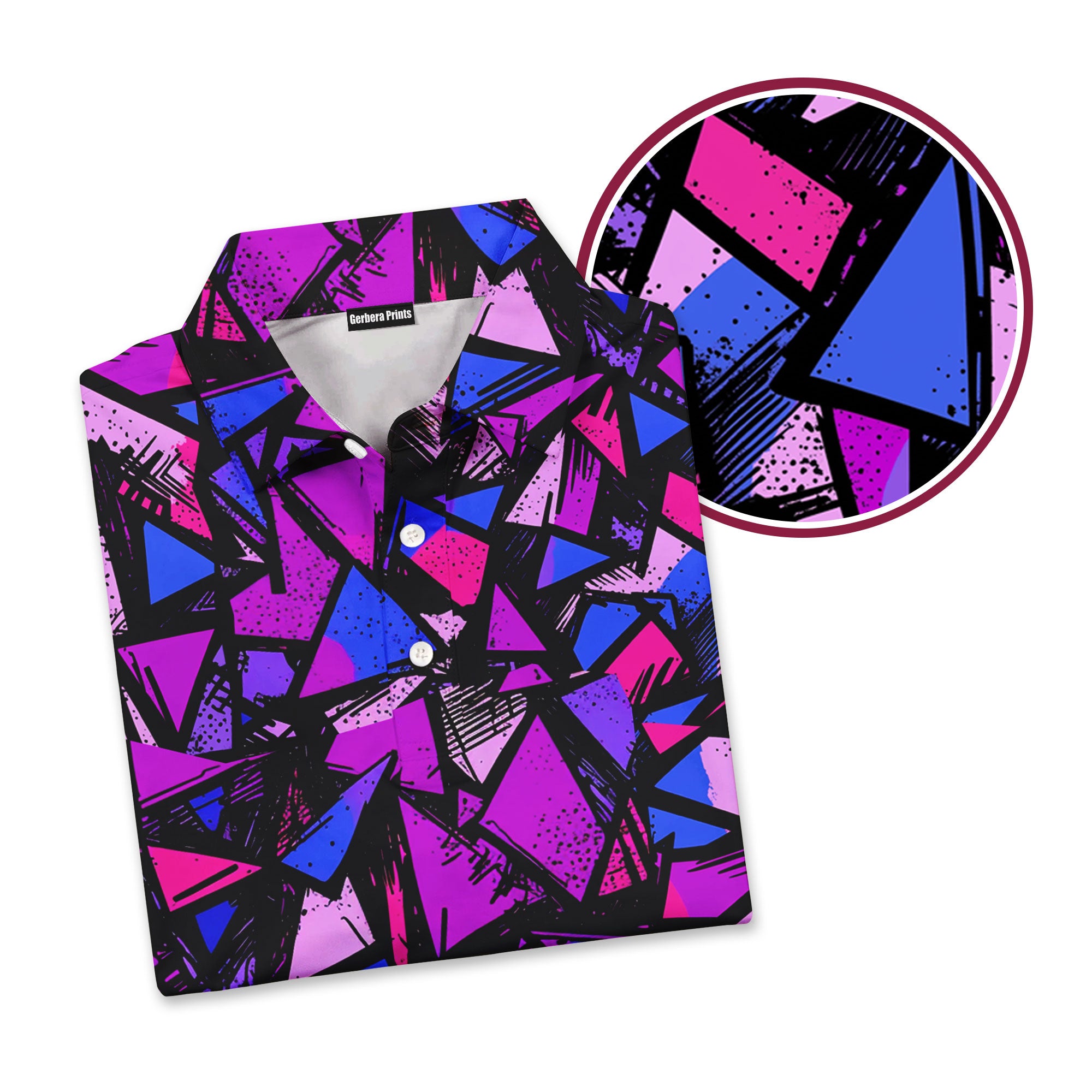 Abstract Pattern Geometric Shapes - Golf Polo Shirt-Polo Shirt For Men-Gerbera Prints
