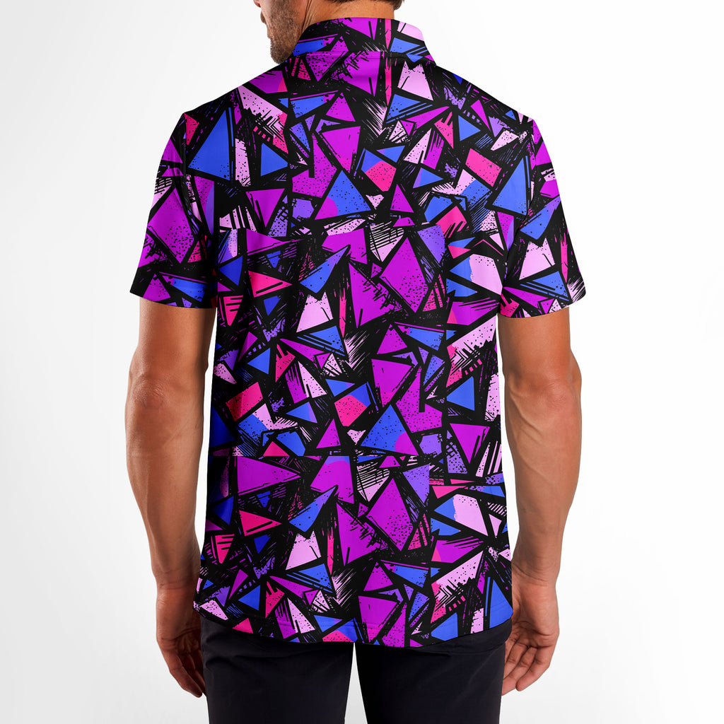 Abstract Pattern Geometric Shapes - Golf Polo Shirt-Polo Shirt For Men-Gerbera Prints