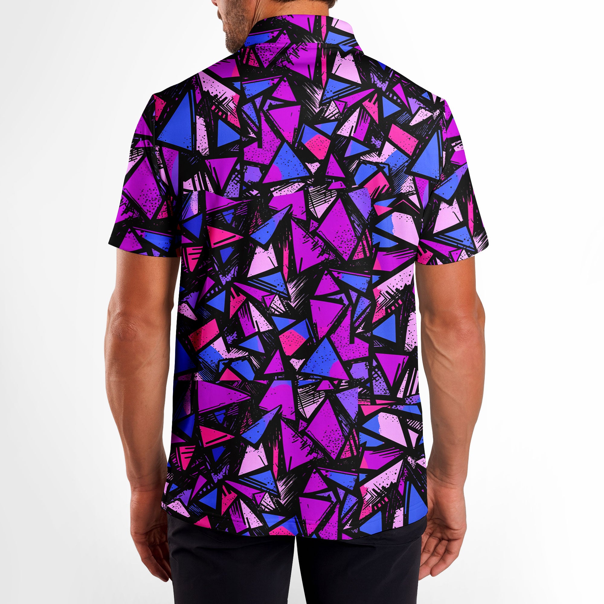 Abstract Pattern Geometric Shapes - Golf Polo Shirt-Polo Shirt For Men-Gerbera Prints