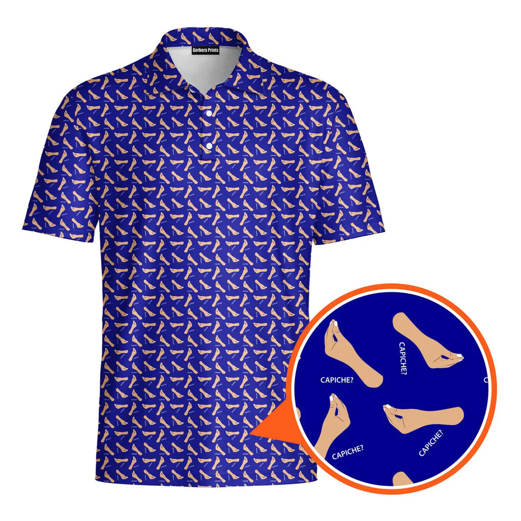 Capiche Italian Hand-Polo Shirt For Men-Gerbera Prints
