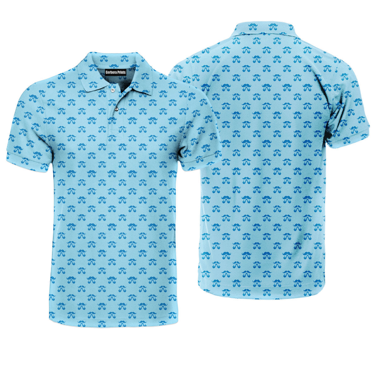 Moustache Blue - Funny Golf Polo Shirt-Polo Shirt For Men-Gerbera Prints