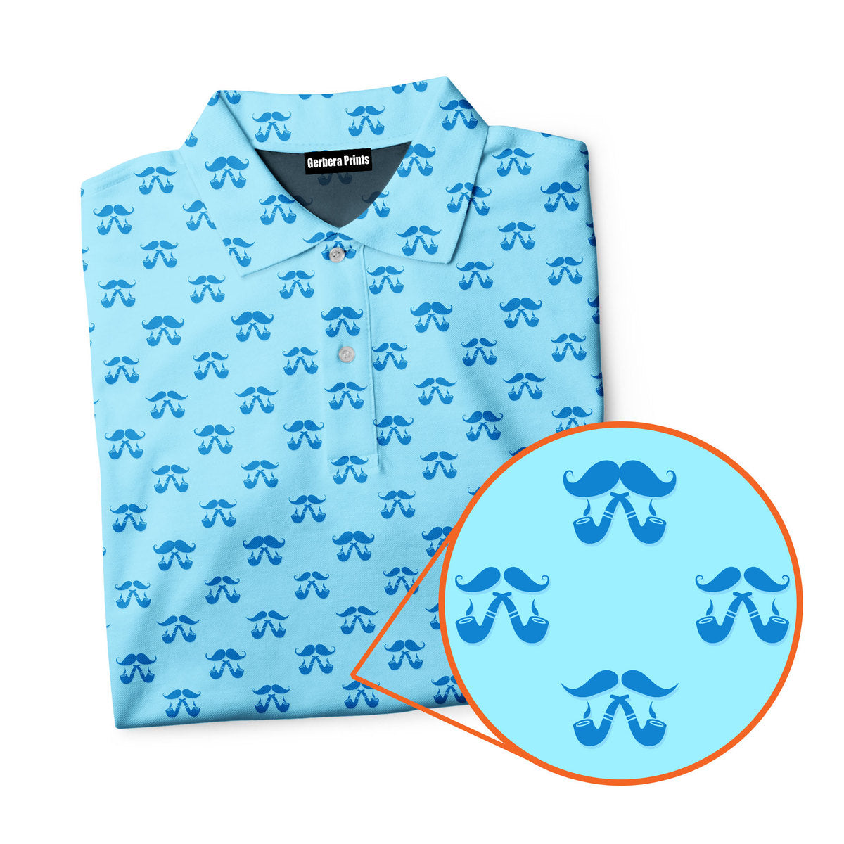 Moustache Blue - Funny Golf Polo Shirt-Polo Shirt For Men-Gerbera Prints