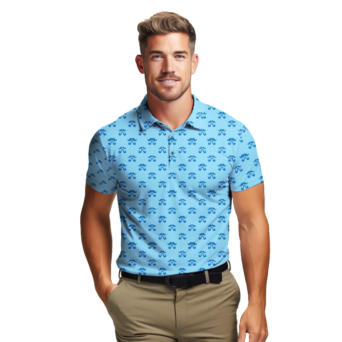 Moustache Blue - Funny Golf Polo Shirt