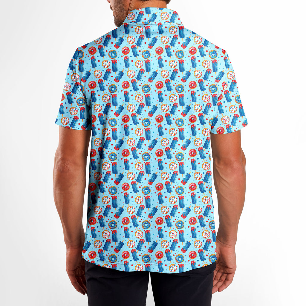 Patriotic Rocket Ice-Pop - Golf Polo Shirt-Polo Shirt For Men-Gerbera Prints