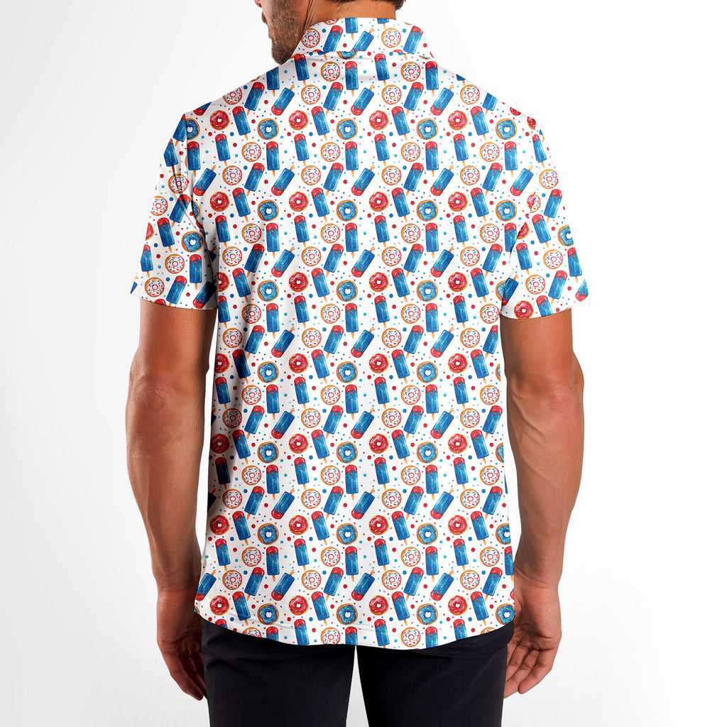 Patriotic Rocket Ice-Pop - Golf Polo Shirt-Polo Shirt For Men-Gerbera Prints