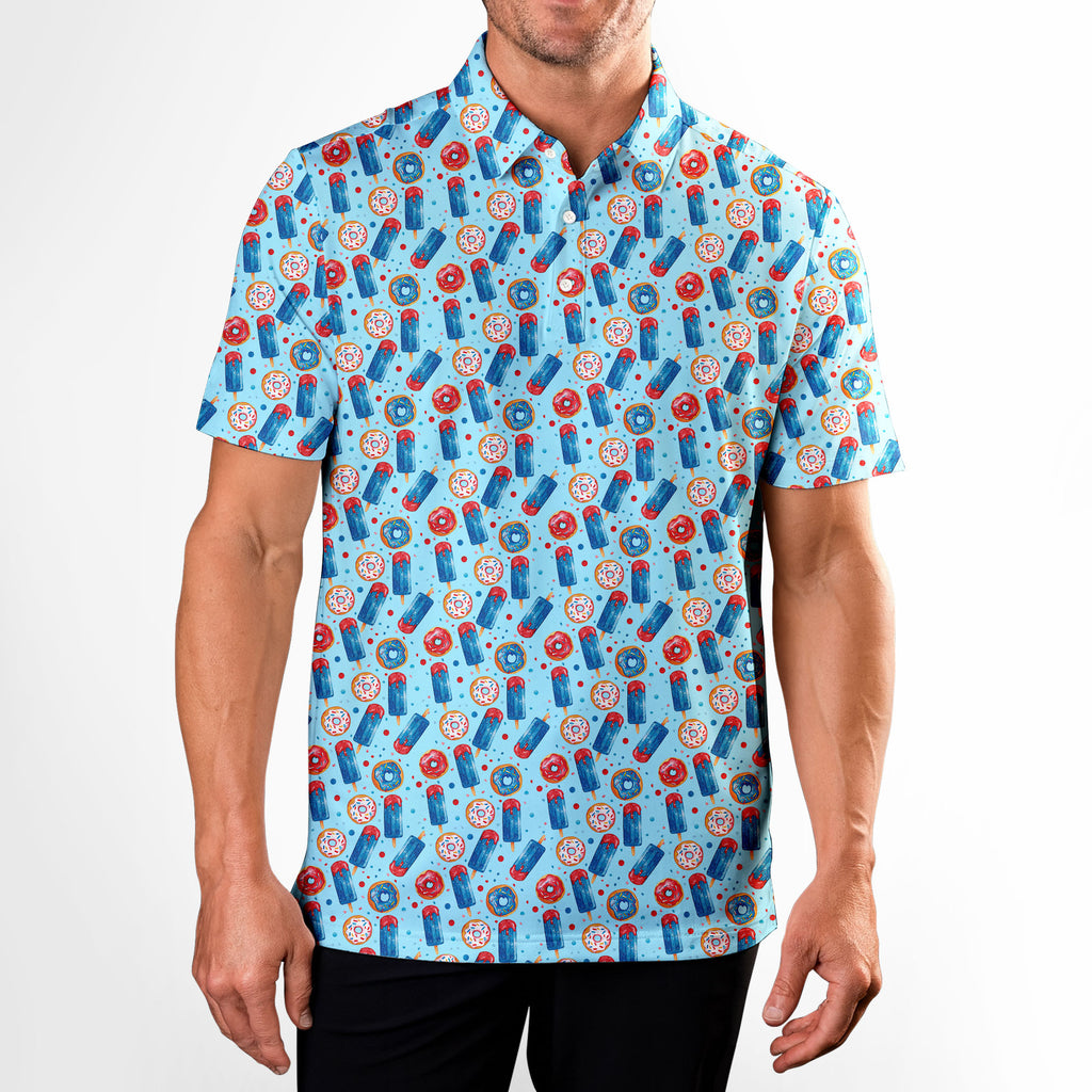 Patriotic Rocket Ice-Pop - Golf Polo Shirt-Polo Shirt For Men-Gerbera Prints