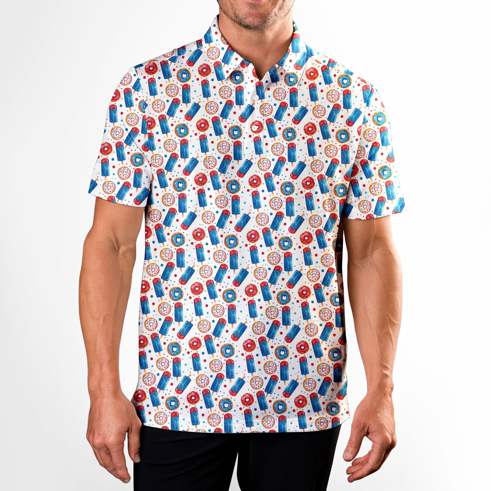 Patriotic Rocket Ice-Pop - Golf Polo Shirt-Polo Shirt For Men-Gerbera Prints