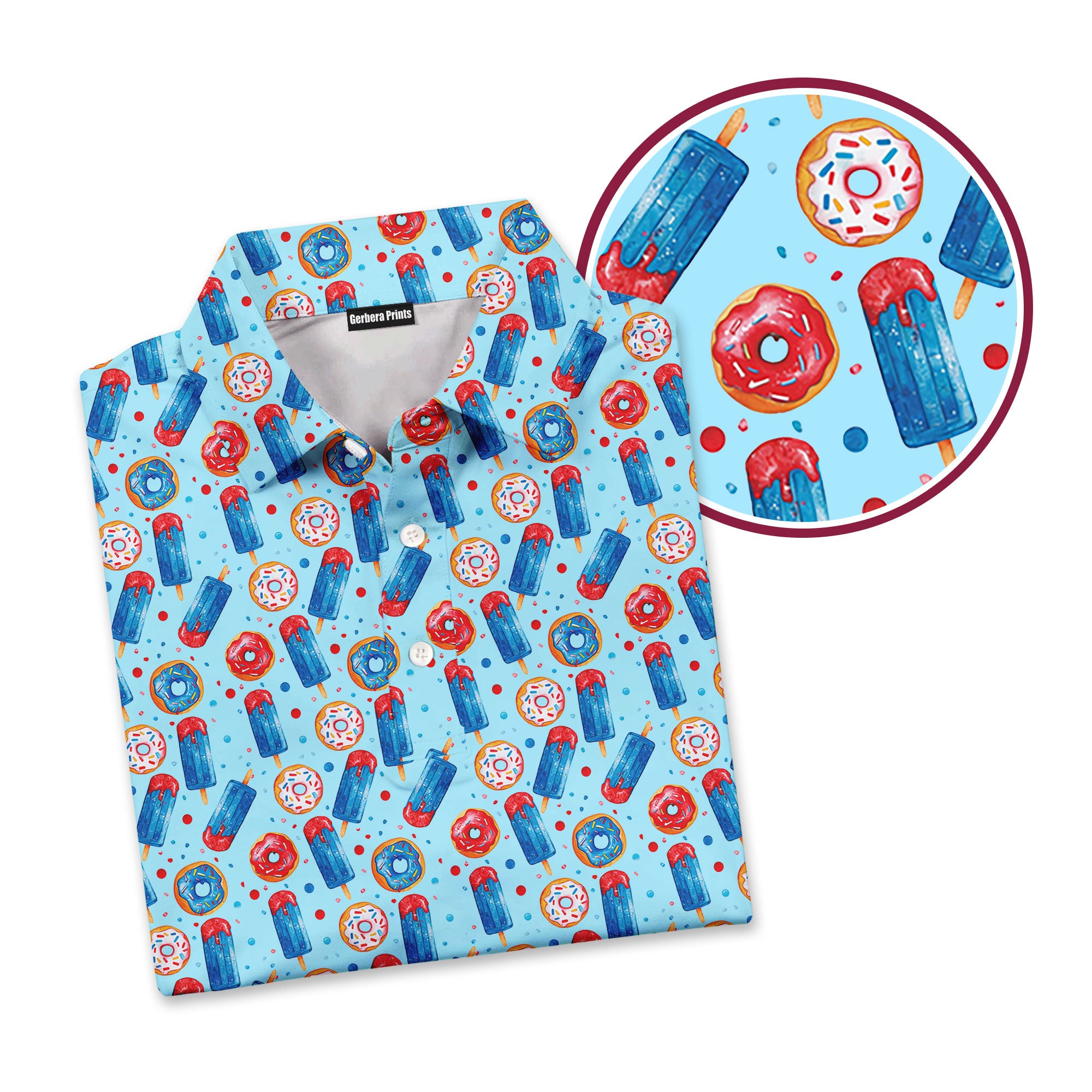 Patriotic Rocket Ice-Pop - Golf Polo Shirt-Polo Shirt For Men-Gerbera Prints