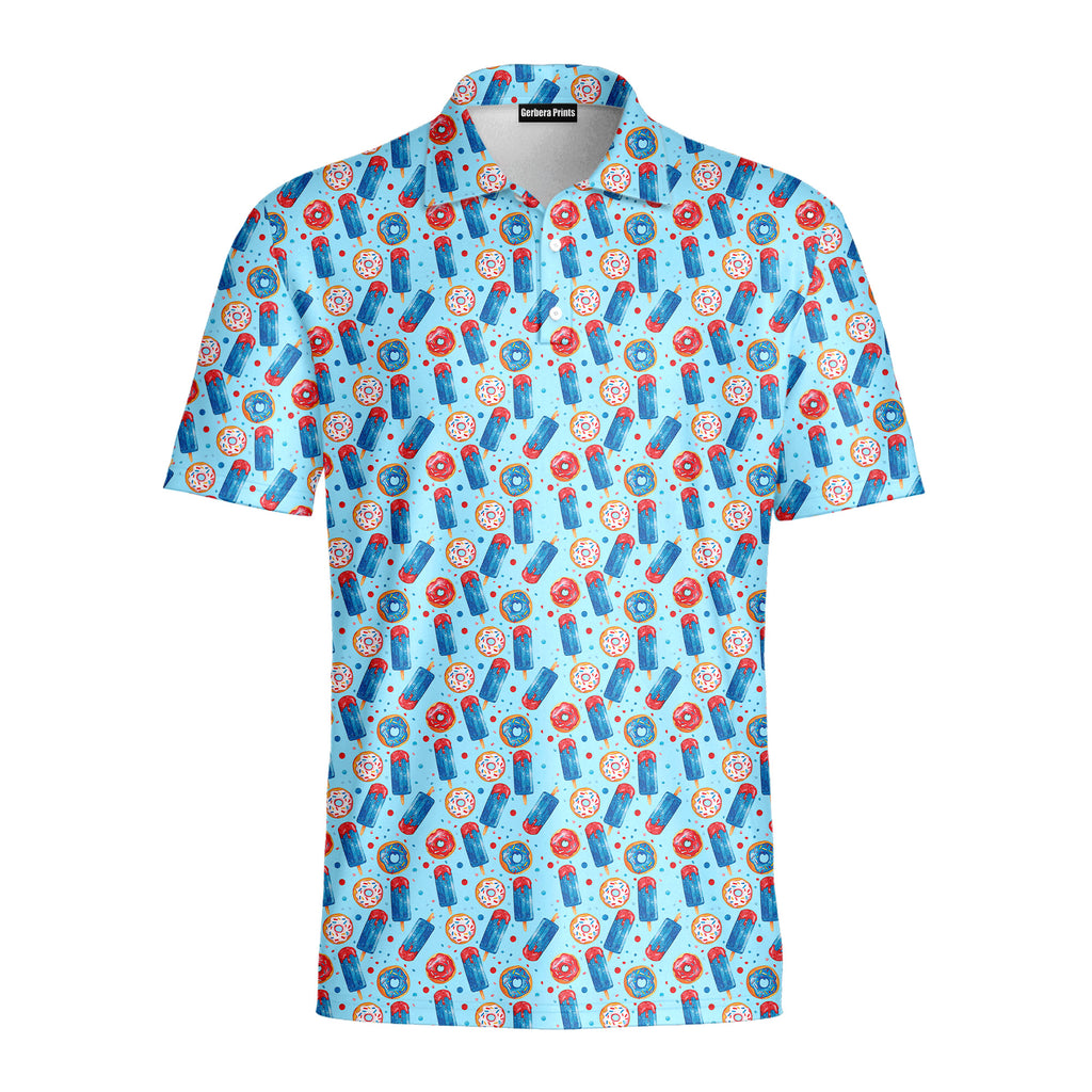 Patriotic Rocket Ice-Pop - Golf Polo Shirt-Polo Shirt For Men-Gerbera Prints